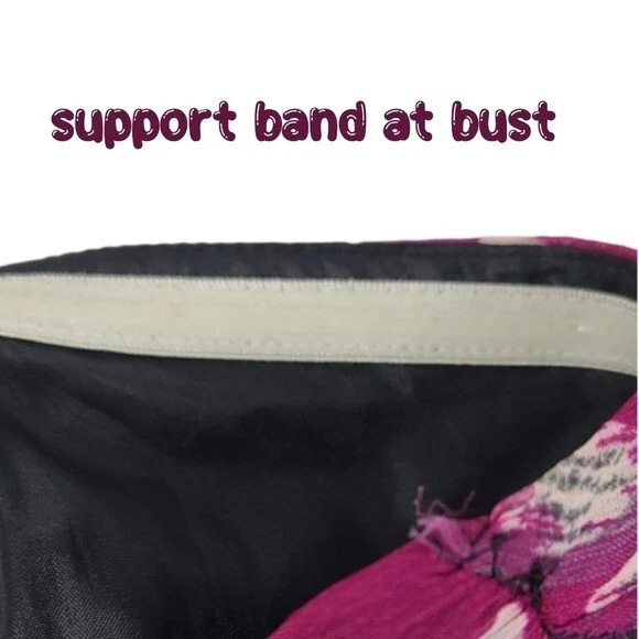 Vestido vintage GUESS púrpura negro lunares, lazo en la espalda, sin tirantes, talla 9 Foto 4 de 4