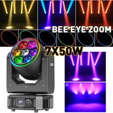 UKING 7x50W Bee Eye LED RGBW Beam Wash Zoom Moving Head Stage Light DJ Disco Bar