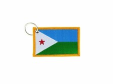 Keychain keyring embroidered embroidery patch double sided flag djibouti