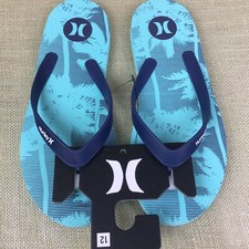 HURLEY Flip Flops Coastal Blue Beach Sandals Easy Slip Ons Men s Size 12 New