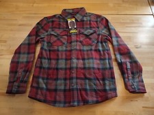 Men's Lee Brawny Flannel Shirt Jacket Bonded Thermal Lining Pockets Small Red