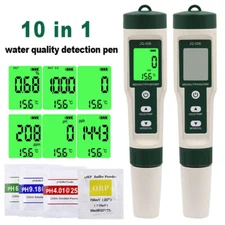 10 in 1 Digital LCD PH/TDS/EC/ORP/TEMP/SG/Salt Water Quality Tester Meter Pen