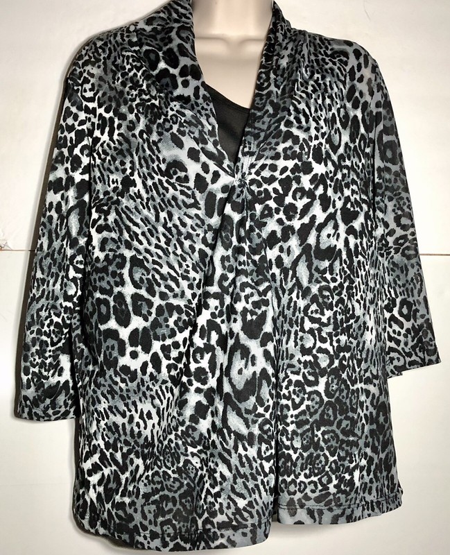 GEORGE WOMENS PETITE SIZE PXL BLOUSE ANIMAL PRINT  LINED SHELL 