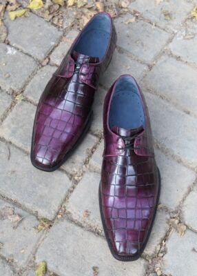 chinese dress ladies Paul Parkman Men's Ghillie Lacing Side Handsewn Dress Shoes - Purple Leather Upper and Leather Sole (ID#022-PURP) main image 0