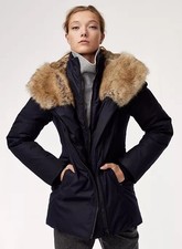 Babaton Harrison Parka Jacket Coat Black With Hood Size S