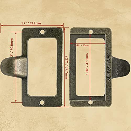 Rierdge 20 Pcs Antique Bronze Card Catalog Drawer Pulls, Vintage File