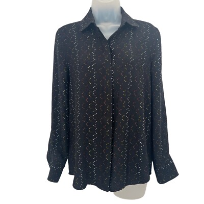 Equipment Femme Inisse Blouse Button Down Long Sleeve Women's XXS Black Pattern