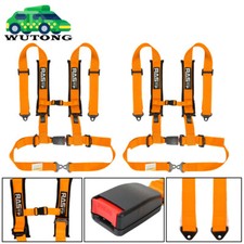 Pair Of 4 Point Harness Racing Seat Belt Orange 2 Padding For Canam X3 Yxz Utv