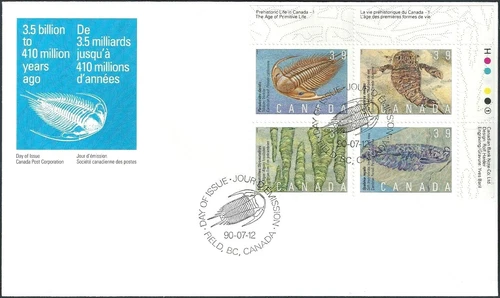 🍁Canada #1282a URpb  "PREHISTORIC LIFE CANADA"   Brand New 1990 First Day Cover