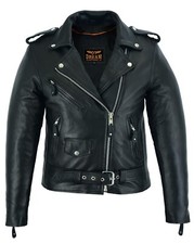 Black Classic Fit Ladies Motorcycle Biker Leather Removeable Lining Jacket