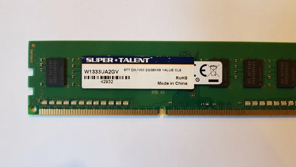 2GB DDR3-1333 SUPER TALENT W1333UA2GV 2GB256x8 CL9 Desktop Memory - Image 2 of 2