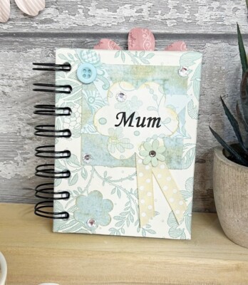 Taschen-Notizbuch Mama Handarbeit Vintage Spitze/Shabby Chic Design