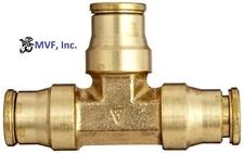 3/8" O.D. Tube Union Tee Tube to Tube to Tube Push to Connect Brass <264PP-6