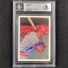 Pete Rose signed 1985 Cincinnati Reds Baseball Trading Card slab auto BAS