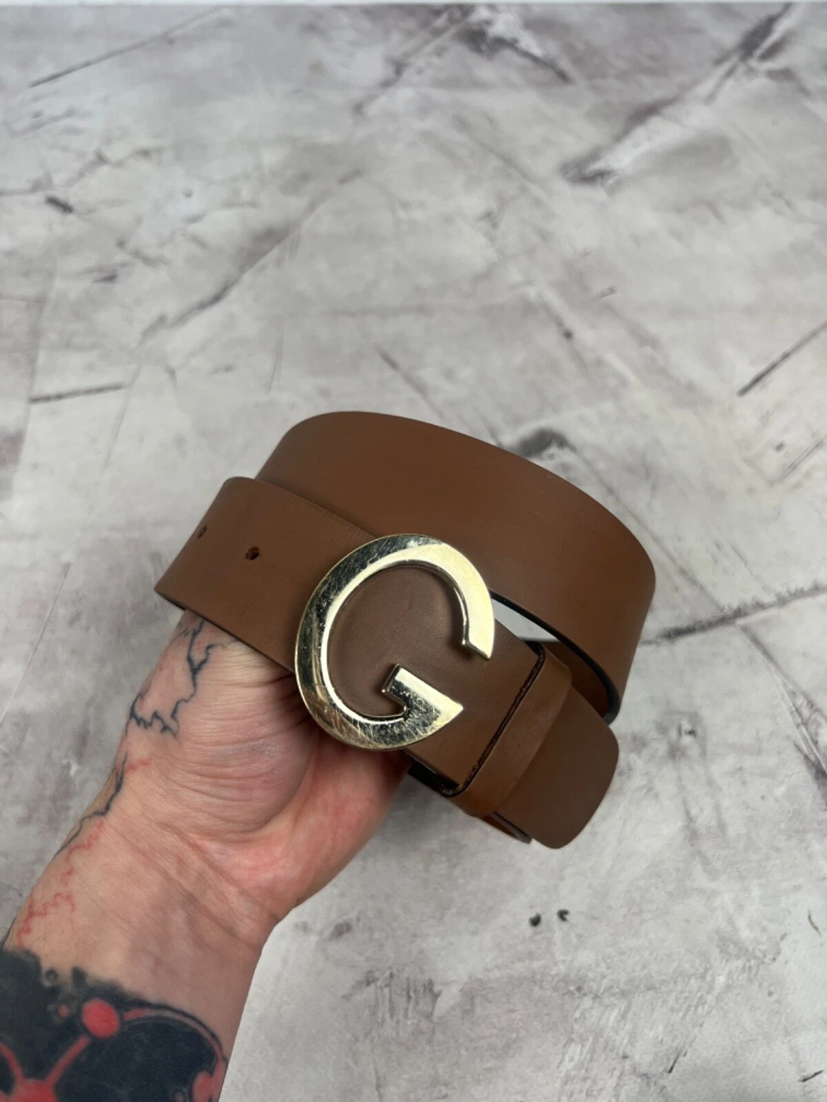 Ceinture en cuir logo Gucci G Vinatage