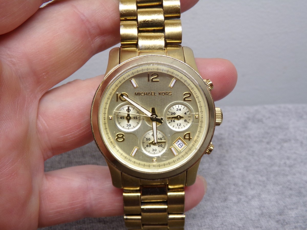 Gold Watch Band Clasp & Pins for MICHAEL KORS Runway MK5055