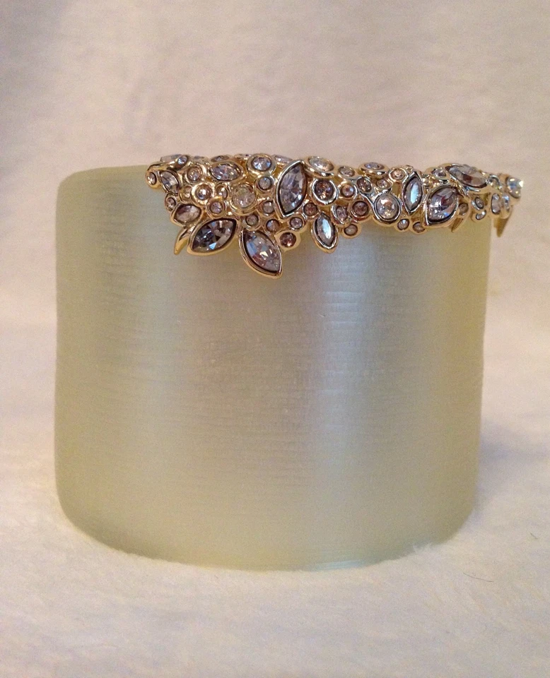 ALEXIS BITTAR Cream LUCITE Crystal Encrusted CUFF Bracelet - 2.25" Wide