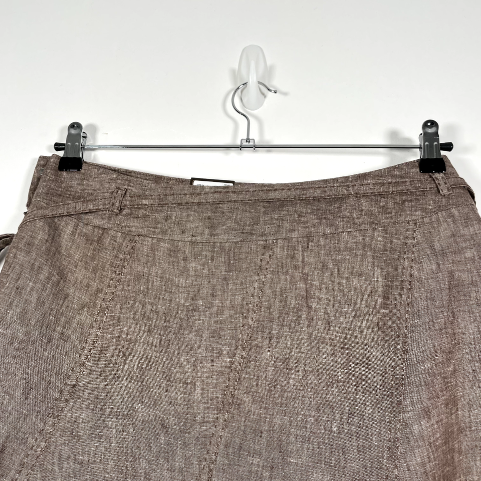 Tu Linen Skirt Womens Size UK 16 100 Linen Brown Flared Summer Casual