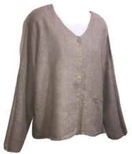 Flax Designs Natural Linen Boxy Button Jacket Size Medium Minimalist Lagenlook M