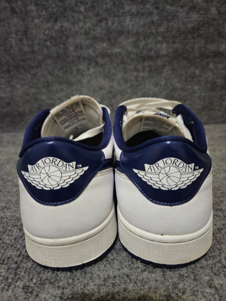 Nike Air Jordan 1 Retro Bajo OG Blanco Medianoche Azul Marino Talla 11.5 Foto 3 de 4