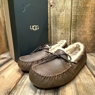 UGG OLSEN SLIPPER MENS US MOCCASIN TAN LEATHER SHEEP WOOL LOAFER EUR 42 