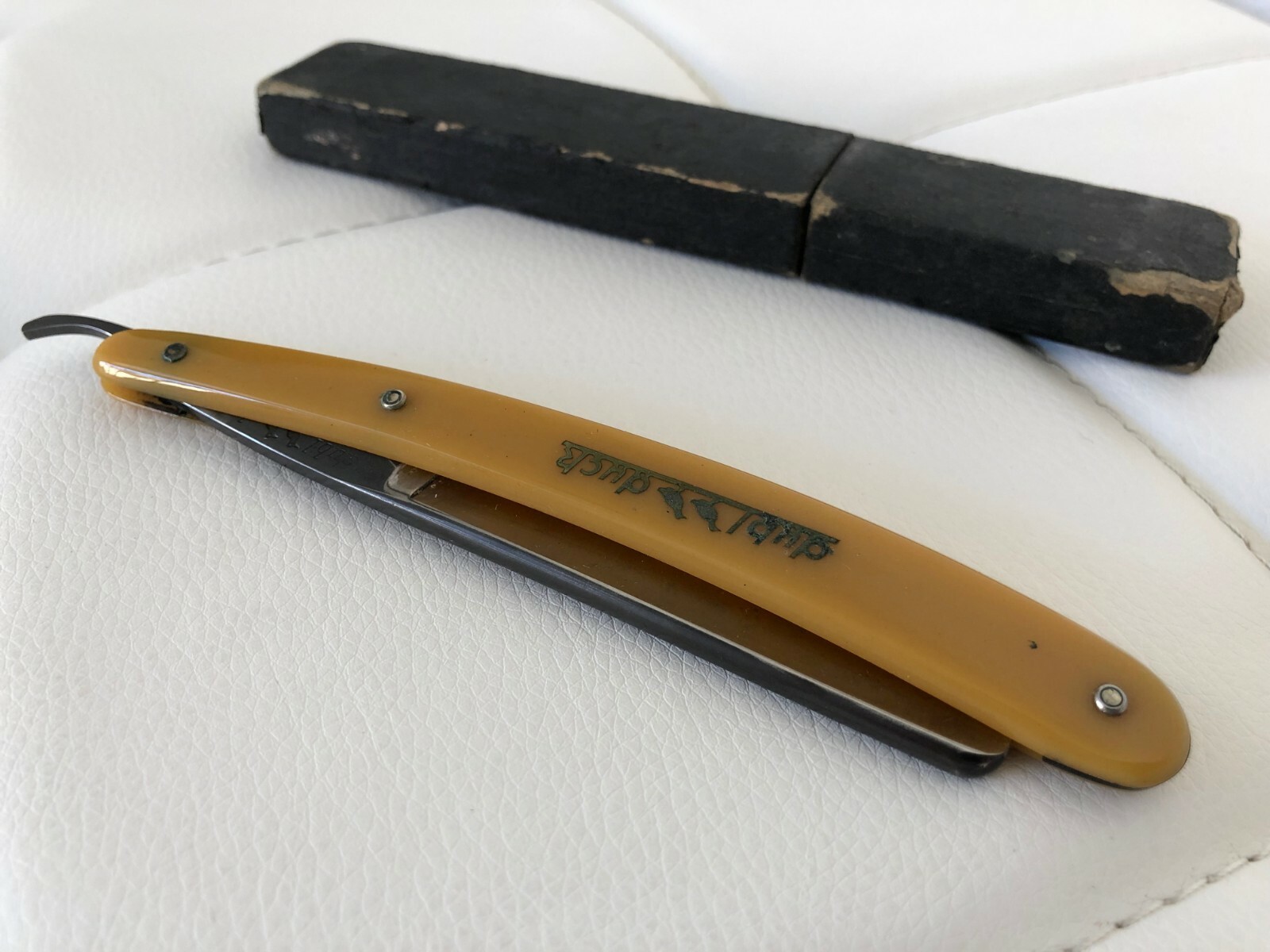 VINTAGE! STRAIGHT RAZOR Dubl Duck SPECIAL #1 Pearlduck Blade Solinger Germany
