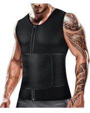 Cimkiz Hombres Chaleco Sauna para Sudar - Entrenador de Cintura Cremallera Neopreno Camiseta sin Mangas XXXXL