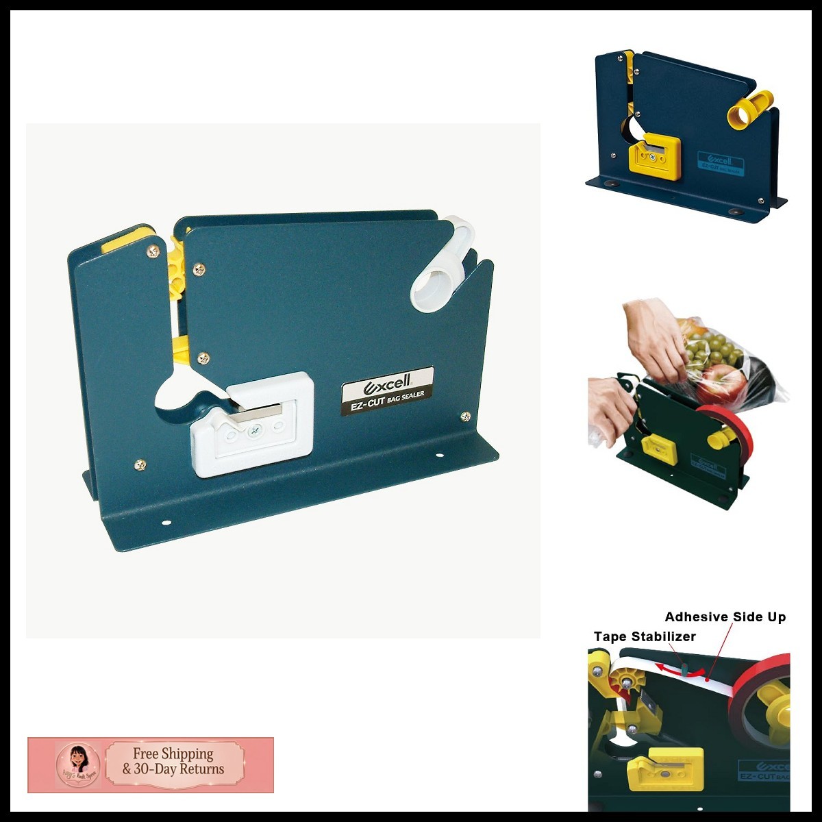 EXCELL 7605K/BLU05 Bag Sealing Tape Dispenser 1/2" Wide Blue
