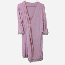 Coquette Pastel Pink Lace Trim Robe Loungewear Wrap Kimono