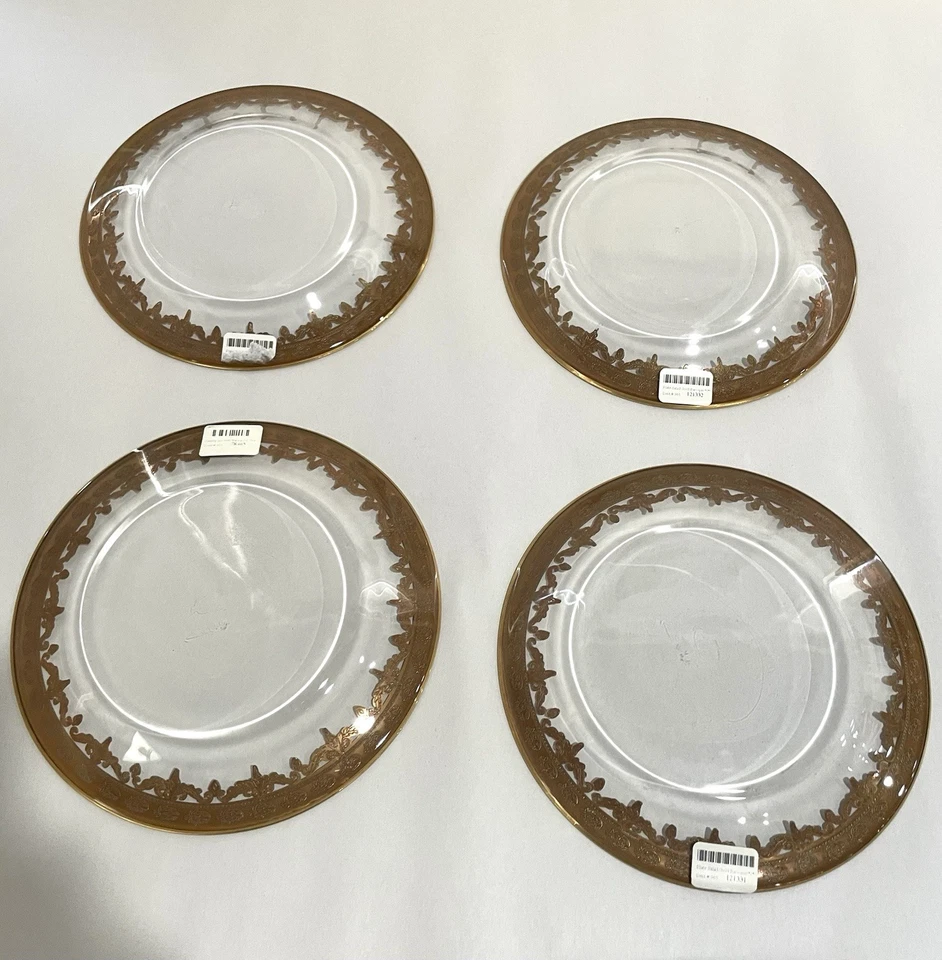 Arte Itálica 24K Vetro Oro Barroco Juego de 4 Platos de Ensalada/Postre Nuevo Foto 2 de 4