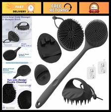 Silicone Back Scrubber Bath Glove Set, 5 PCS Exfoliating Body Scalp Massager
