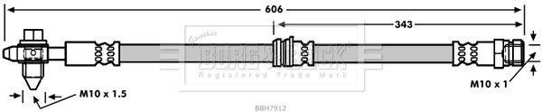 BORG & BECK Brake Hose Front Right Left 606mm Length Fits Audi Q3 VW Tiguan
