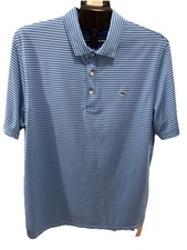 Vineyard Vines performance polo blue striped mens L whale logo