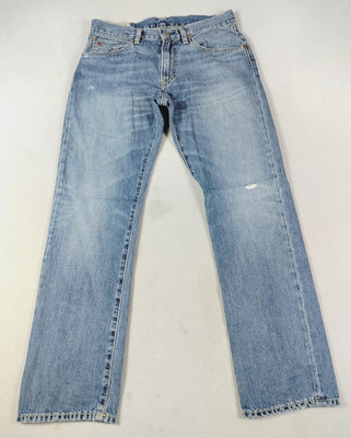 Polo Ralph Lauren Hampton Straight Jeans Mens 30 Light Wash Distressed Denim