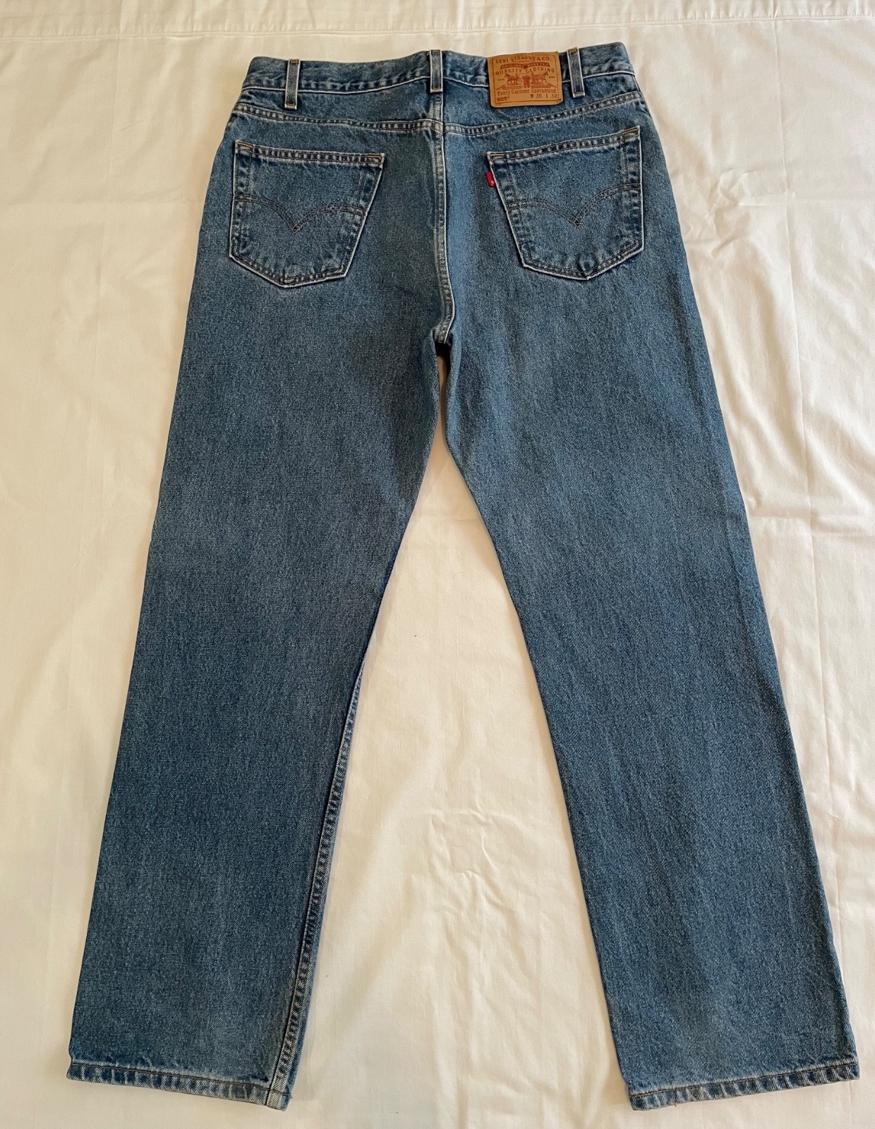 Levi’s 505 Mens 36X30 Regular Fit Straight Leg Rare Blank Red Tab w/Trademark R image 8