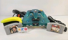 Nintendo 64 (N64) Clear Blue RGB Enabled Console With 2 Games - Tested & Working