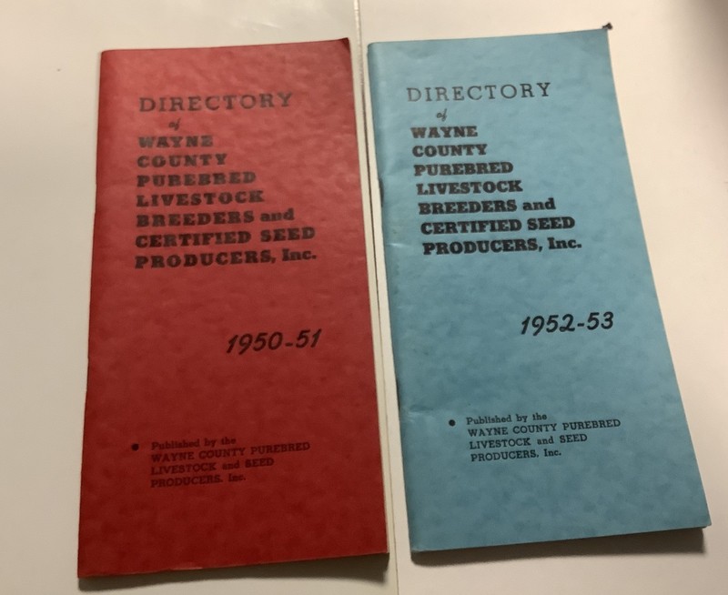 Directory Wayne County Indiana Livestock Breeders Seed Producers 1950-51 1952-53