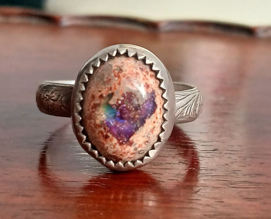 Sterling Artisan Boulder Opal Ring - image 1