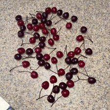 55 Pc Simulation Fruit Fake 1  Berries Artificial Dark Red Cherry Cherries Decor