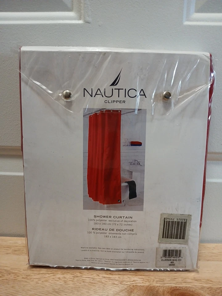 Cortina de ducha Nautica Clipper rojo liso poliéster 72 pulgadas por 72 pulgadas Foto 2 de 3