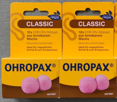 OHROPAX Classic Wax Ear Plugs 2-pack (24 Ear Plugs) Exp 07/2030