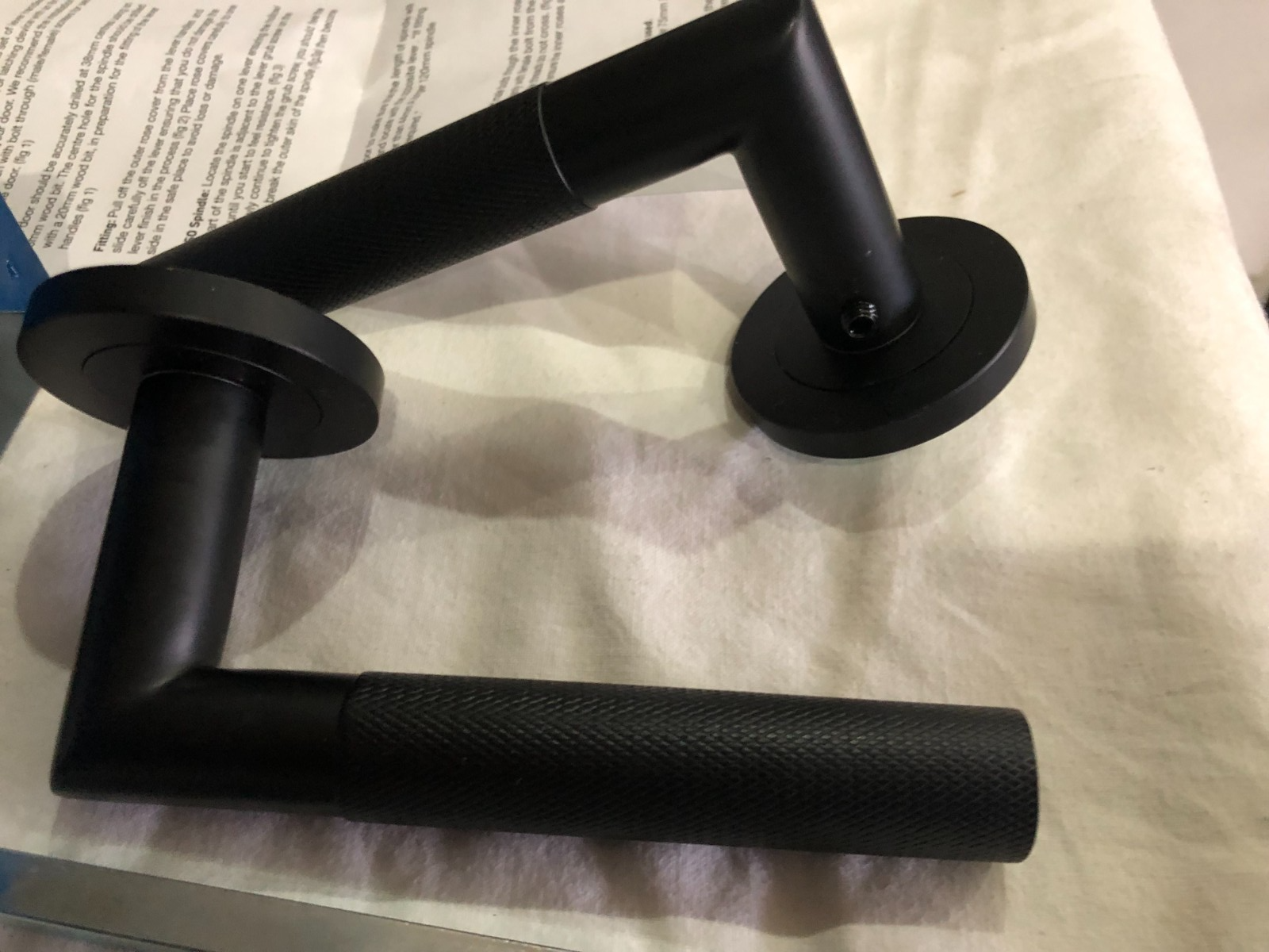 Eurospec Crown Knurled Lever Door Handle on Rose - Matt Black