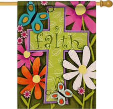 Christian Spring Summer Cross 28 x 40 House Flag Double Sided