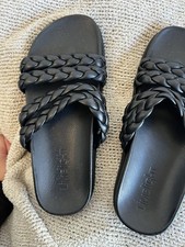 Women s Black Braided Slide Sandals Slip-On F...