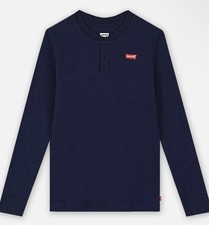 Teen Boys Levi's Long Sleeve Thermal Henley Knit Shirt, Navy Blue Large