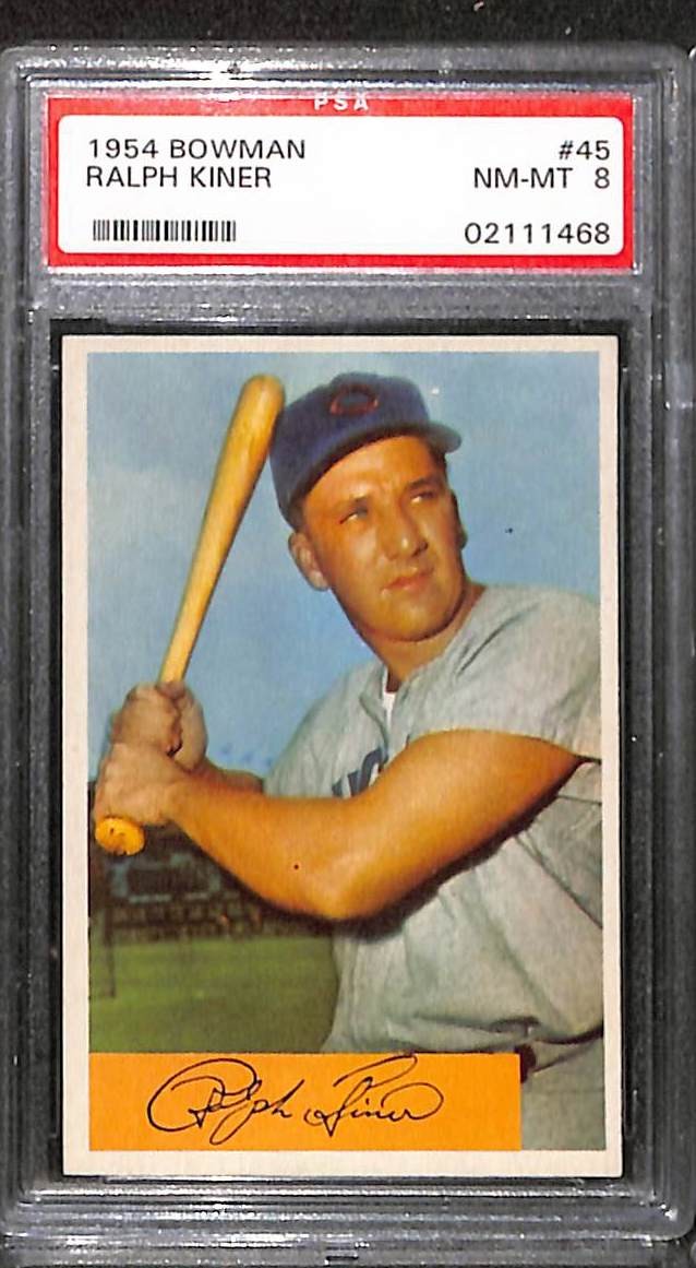 1954 Bowman #45 RALPH KINER PSA 8 NM-MT 02111468