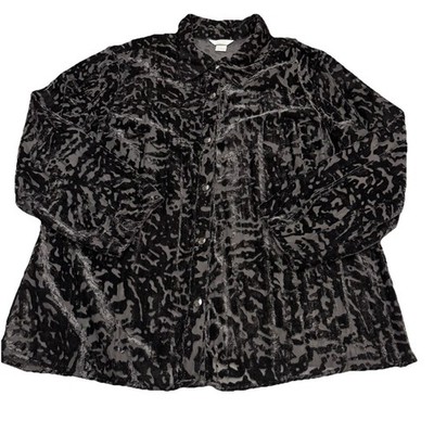 Black Burnout Velvet Blouse Size L Boho Forest Fairy Whimsigoth Witchy - FLAWS!