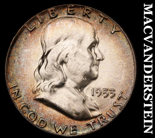 1953 Franklin Half Dollar- Choice Gem Brilliant Uncirculated Color #i9033