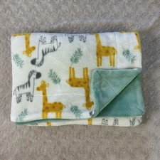 MDesign Giraffe Baby Blanket Zebra Safari Zoo Animals Green Yellow White Leaves