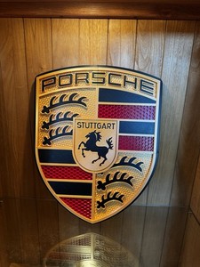 Porsche Stuttgart Crest Shield Wall Plaque Sign, 3D Effect Plastic, 50cm